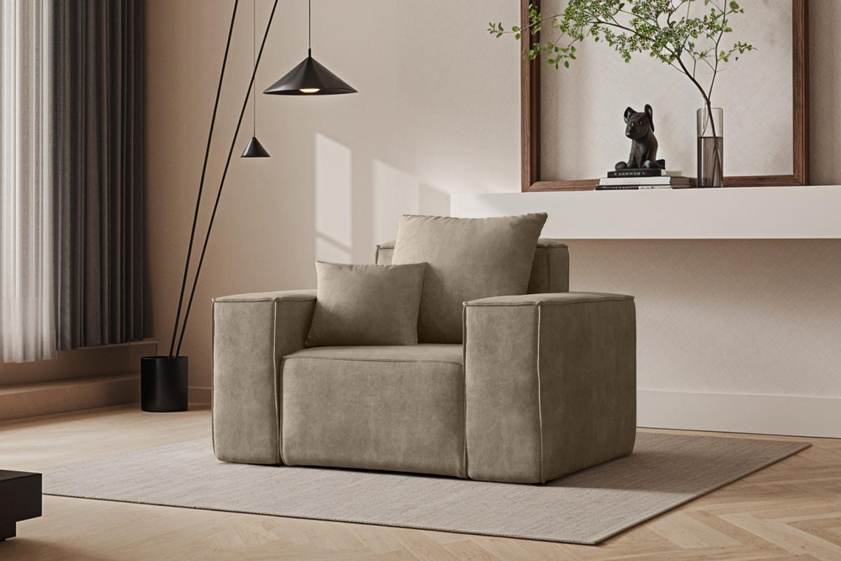 SESSEL ELLA Modern Stoff Noel Beige - Beige, Holz/Textil (90/78/117cm) - Kaiser Möbel