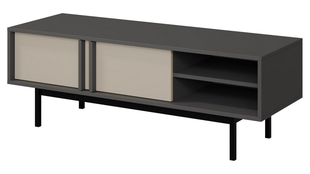TV-LOWBOARD Alsy 2D AL10 - Anthrazit/Beige, Holzwerkstoff/Kunststoff (123/43/43cm) - MIRJAN24