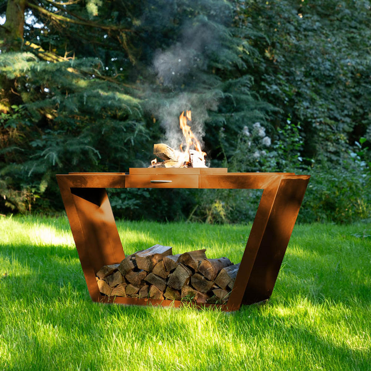 HOLZLEGE PAULO - Orange, Metall (160/85/40cm) - Home Deluxe
