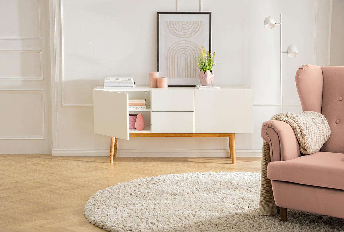 SIDEBOARD - Breite 150 cm - Eichefarben/Weiß, Holzwerkstoff (150/72/40cm) - home24