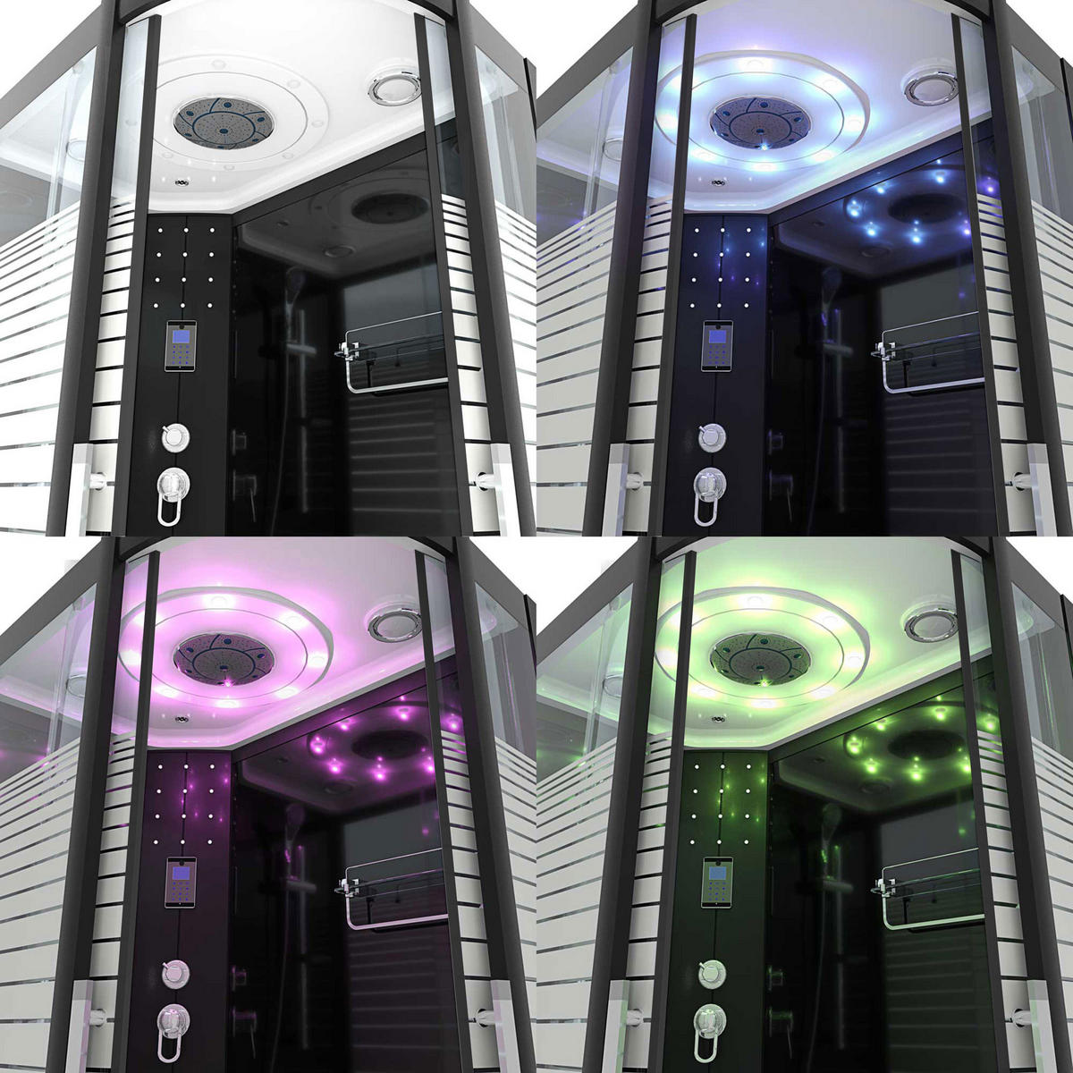 DUSCHE Duschkabine D30-73M0R-EC Schwarz 80x120 MIT 2K Scheiben Versiegelung - Schwarz, Glas/Kunststoff (80/120/215cm) - AcquaVapore by Sandra Jentho