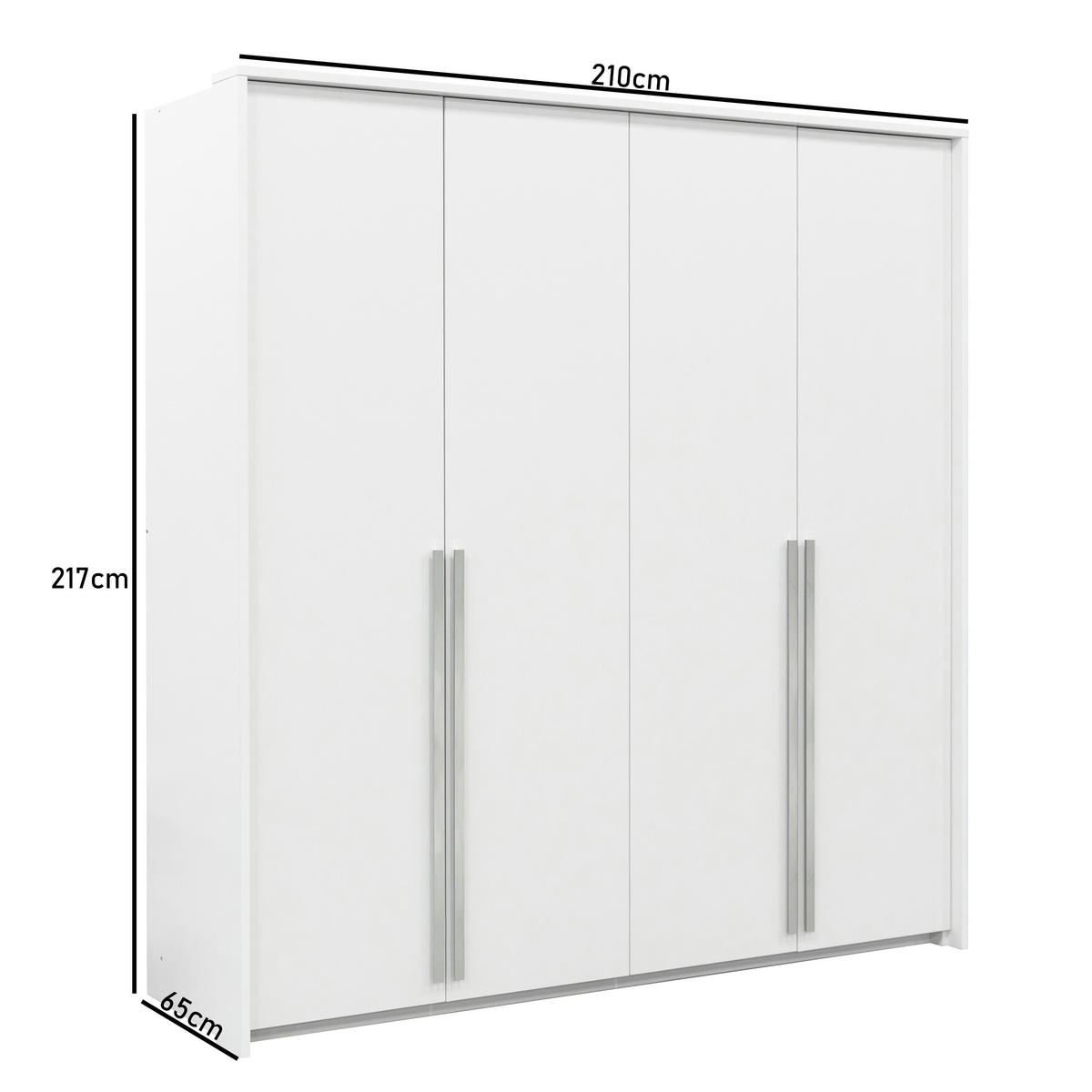 KLEIDERSCHRANK Genua 210 cm, Beige, 4 Türen - Beige, Holzwerkstoff (210/217/65cm) - Bettso