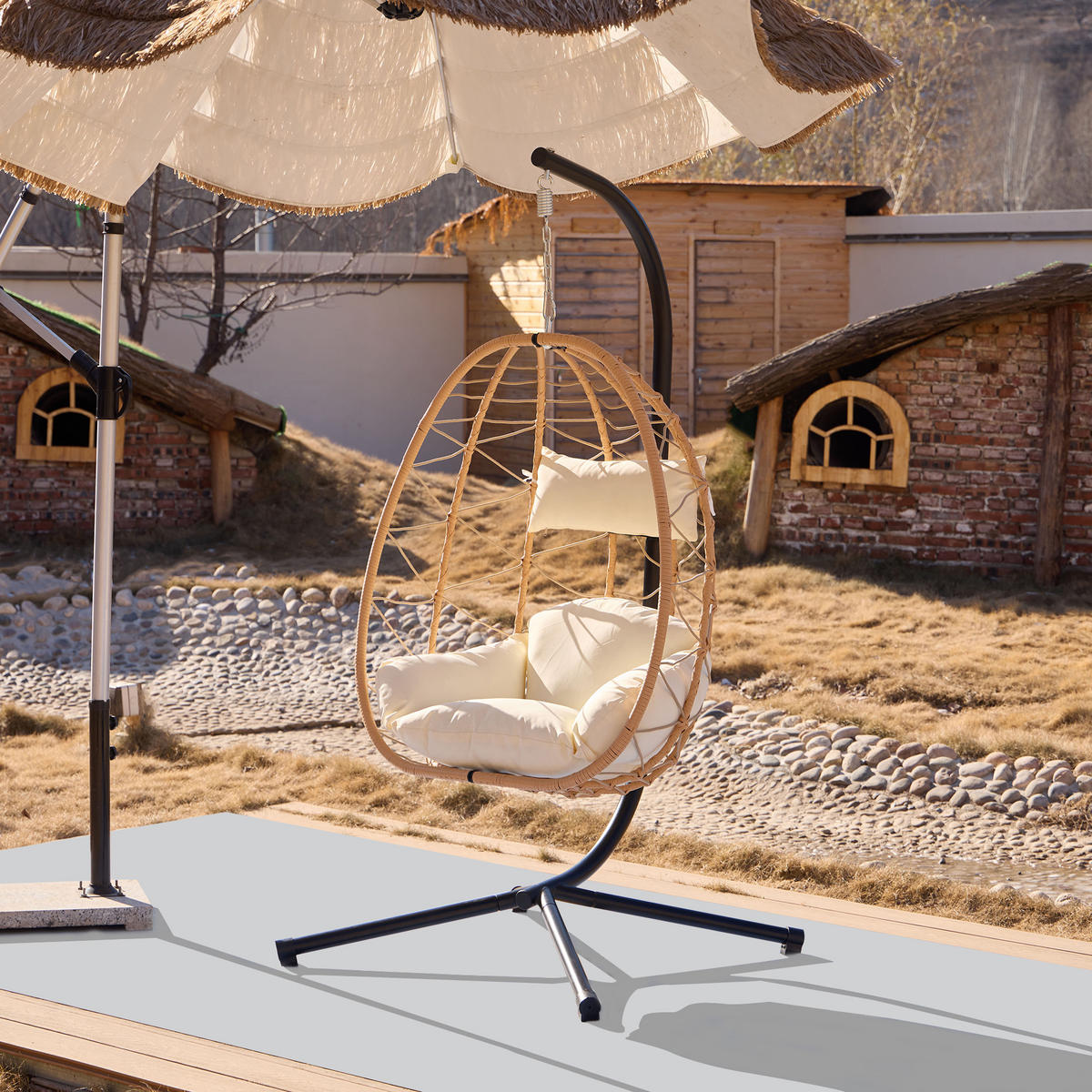 HÄNGESESSEL Rattan - Braun - Braun, Metall (97/197/138cm) - Nordlys