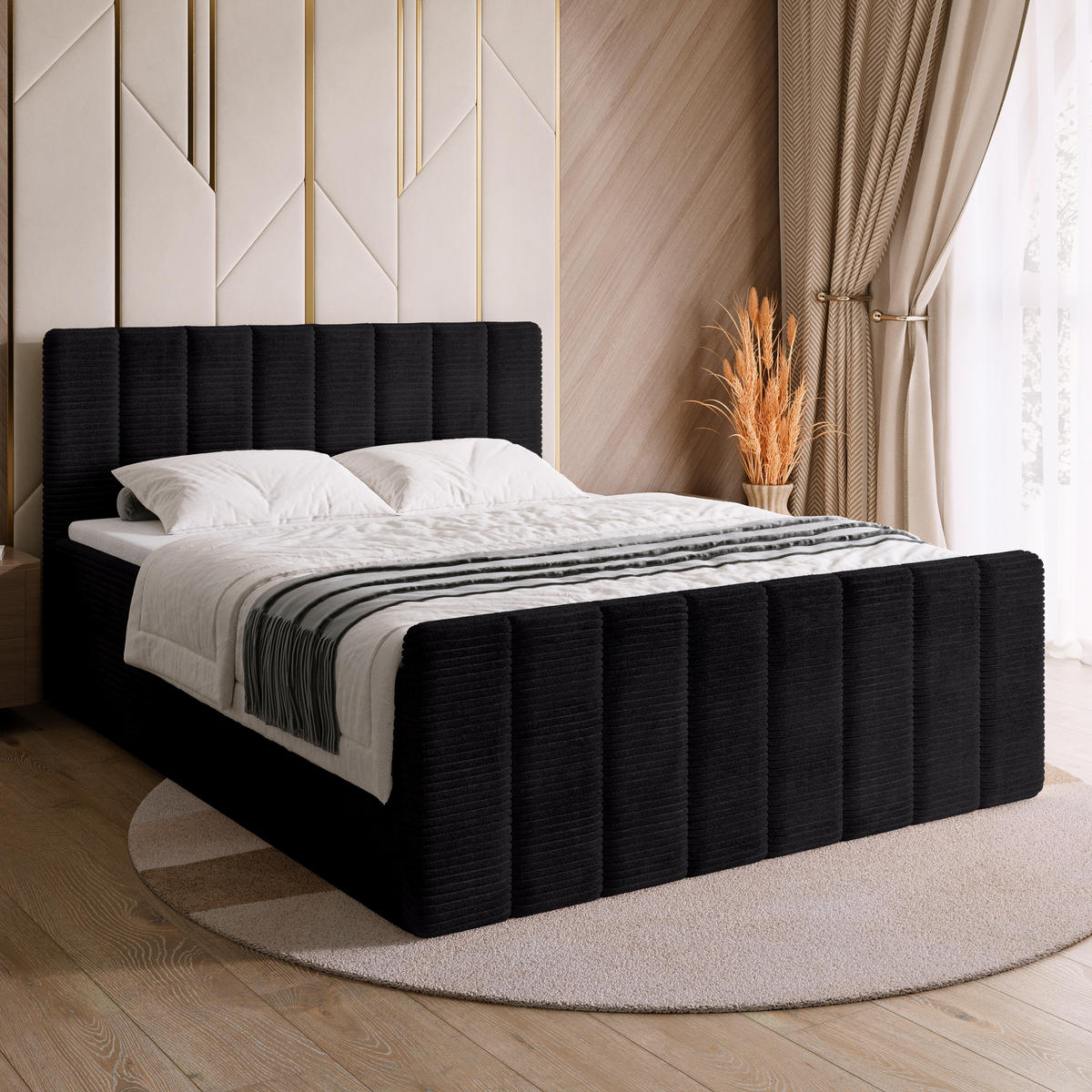 BOXSPRINGBETT Denver DUO mit Topper 180x200 Anthrazit - Anthrazit, Textil (180/200cm) - Bromarkt