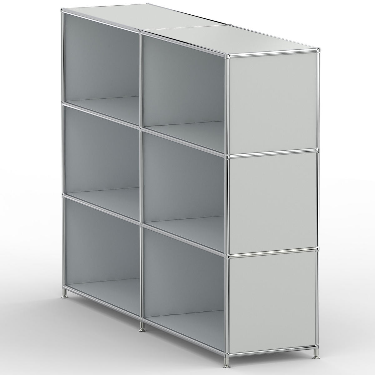 AKTENSCHRANK Büro, 6 offene Fächer, Breite 152 cm, Lichtgrau - Chromfarben/Hellgrau, Metall (40/118/152.2cm) - Versee