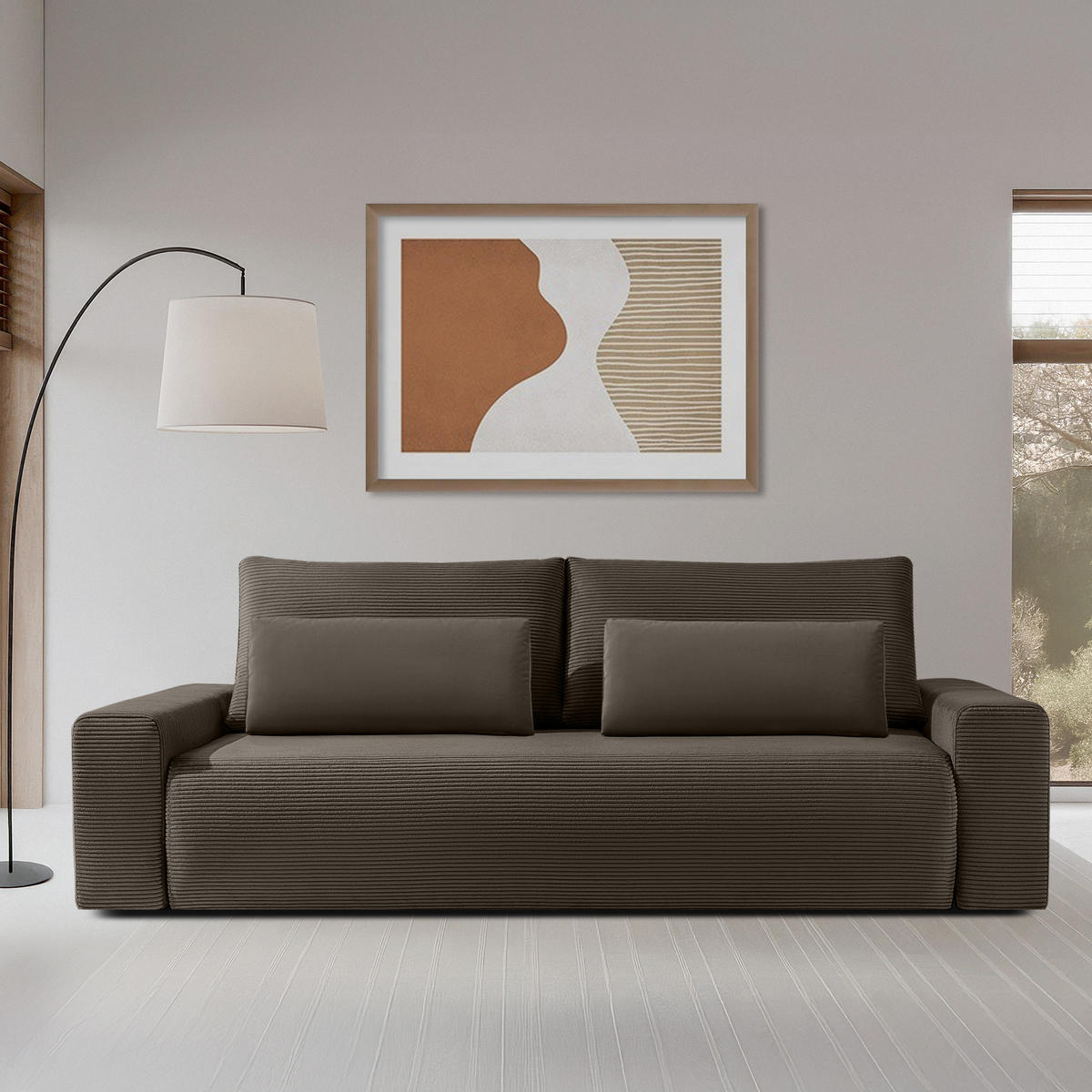 3-SITZER SCHLAFSOFA MOLLIS, Corduroy, Braun - Braun, Holz/Holzwerkstoff (250/93/108cm) - KONSIMO®