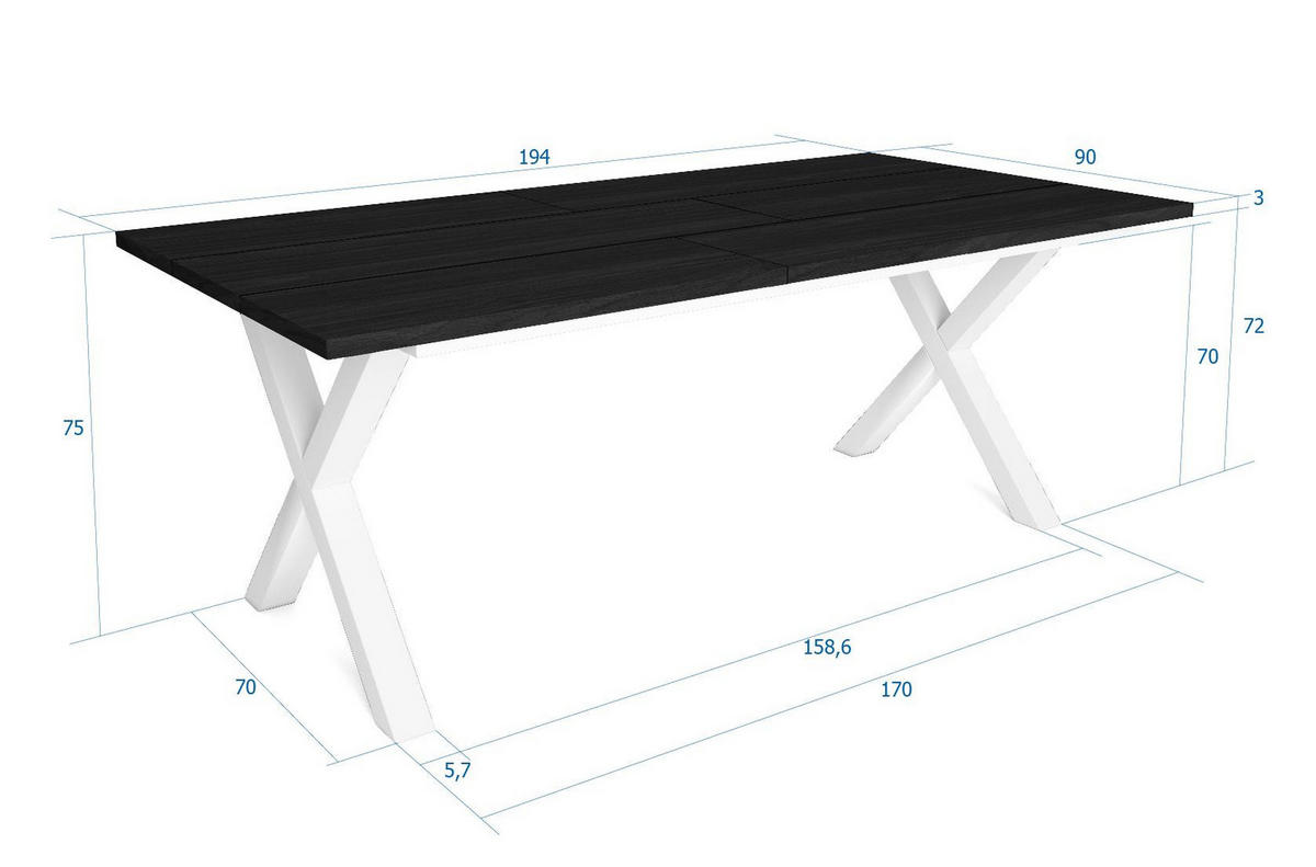 ESSTISCH für 10 Gäste, schwarz, 194/90/75cm - Schwarz, Holzwerkstoff (90/194/75cm) - Skraut Home