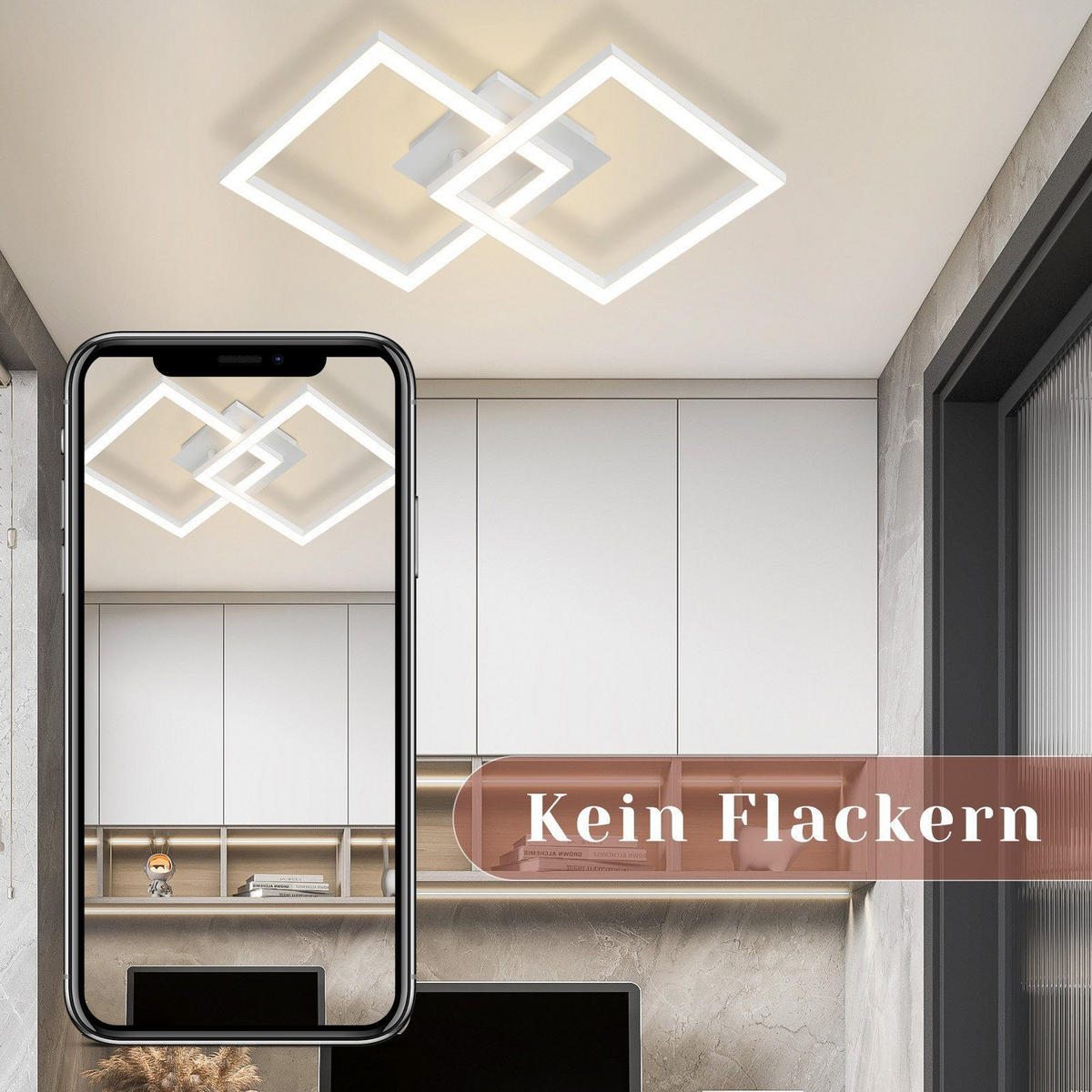 LED-DECKENLEUCHTE Eis 47/30/6 cm - Weiß, Metall (47/30/6cm) - Nettlife
