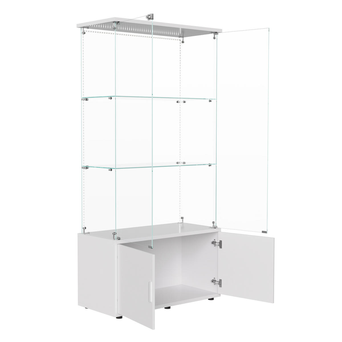 VITRINE 3 Einlegeböden, LED, Stauraum, modern, weiß, Wohnzimmer/Schlafzimmer/Büro - Weiß, Glas (78.51/164/35cm) - EuroLiving
