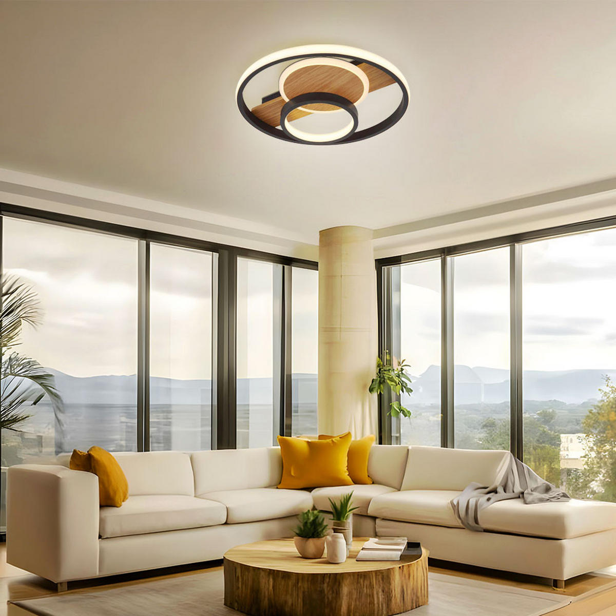 LED DECKENLEUCHTE Metall Braun mit Kristallen - Braun, Metall (34.5/34.5/6cm) - Globo Lighting