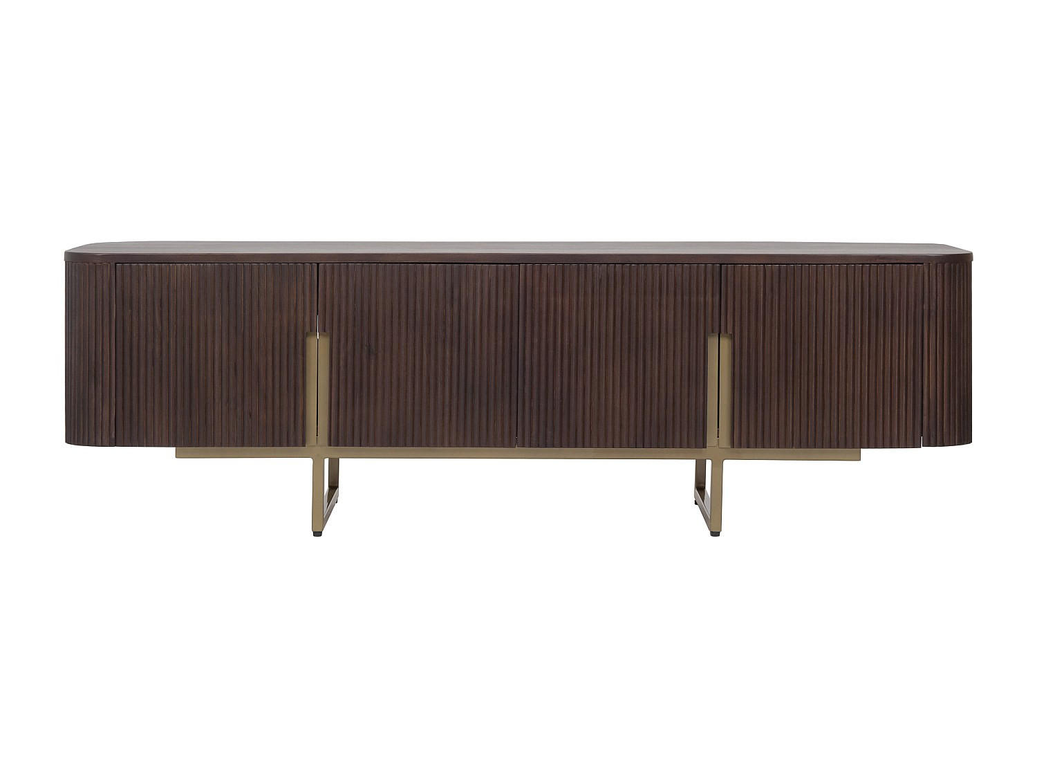 TV-BOARD - 160 cm x 42 cm - Holz, Platte, Holz, Platte - Naturfarben Dunkel, Goldfarben - DOLIYA - Goldfarben/Naturfarben, Holz (160/50/42cm) - Vente-Unique