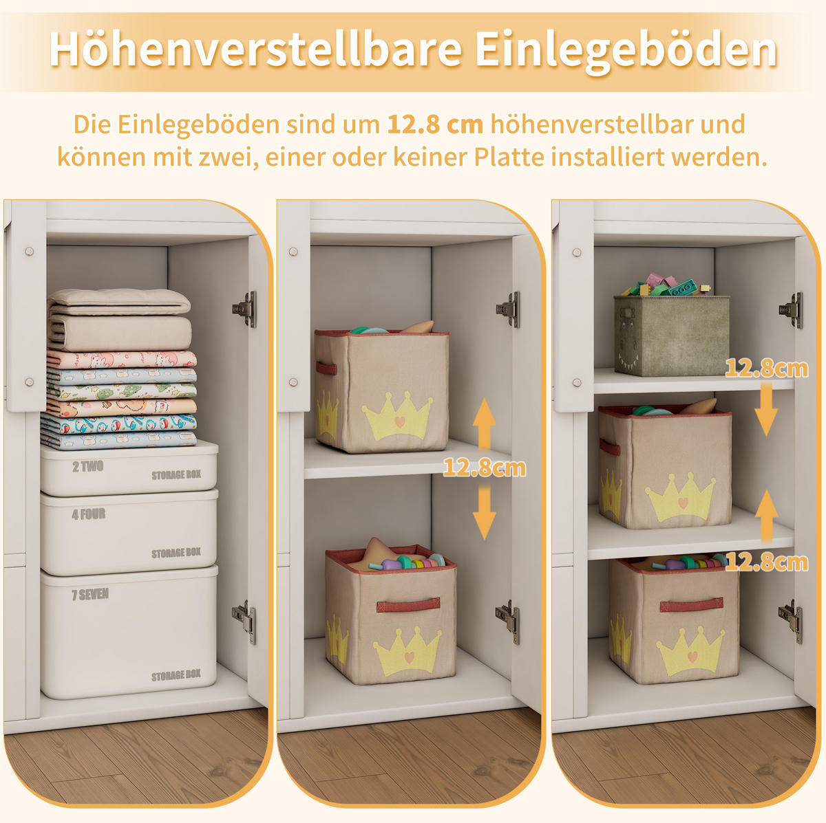 ETAGENBETT 90/140x200 cm Weiß/Natur mit Treppenschrank und Stauraum - Weiß, Holzwerkstoff (90/200cm) - Flora Grace