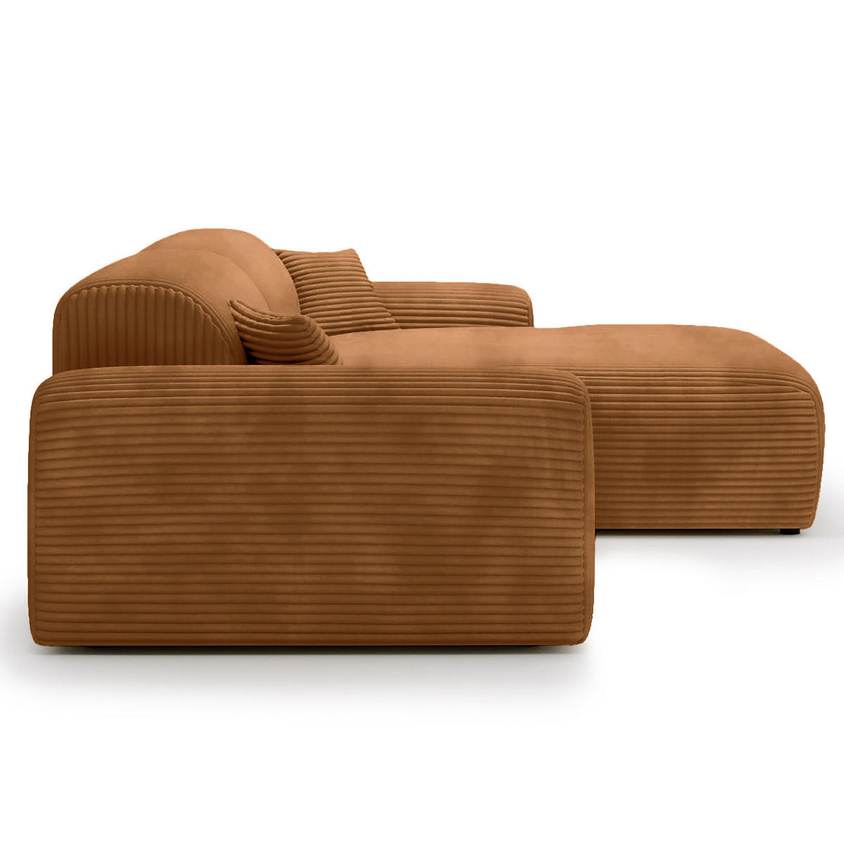 ECKSOFA mit Longchair - Cord - Schwarz/Braun, Kunststoff/Textil (284/178cm) - home24