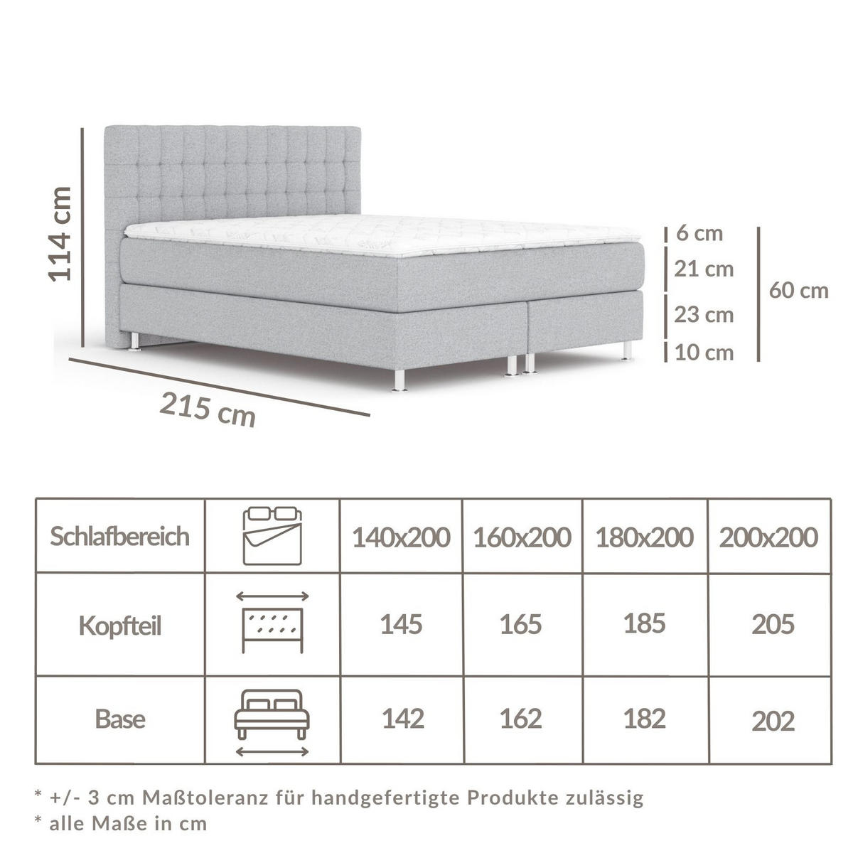 BOXSPRINGBETT Sorrento Hellbeige 140/200 cm mit Latex-Topper - Beige/Silberfarben, Holz/Holzwerkstoff (140/200cm) - Maison de Reve