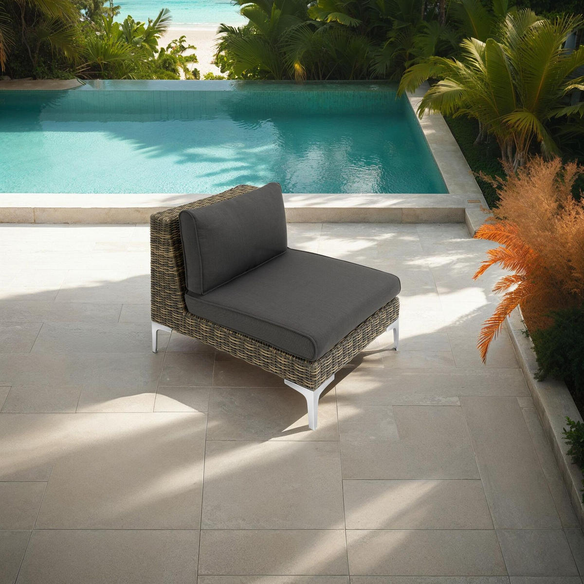 GARTEN-LOUNGE-SET Villanova,69 x 89 x 72 cm,anthrazit-meliert - Anthrazit, Kunststoff - tectake