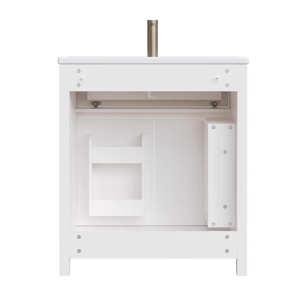 WEISSER Badezimmerunterschrank aus MDF 81x46,5x86,5 cm mit Keramikbecken, Soft-Close und modernem Stauraum - Weiß, Holzwerkstoff (81/86.5/46.5cm) - Modfu