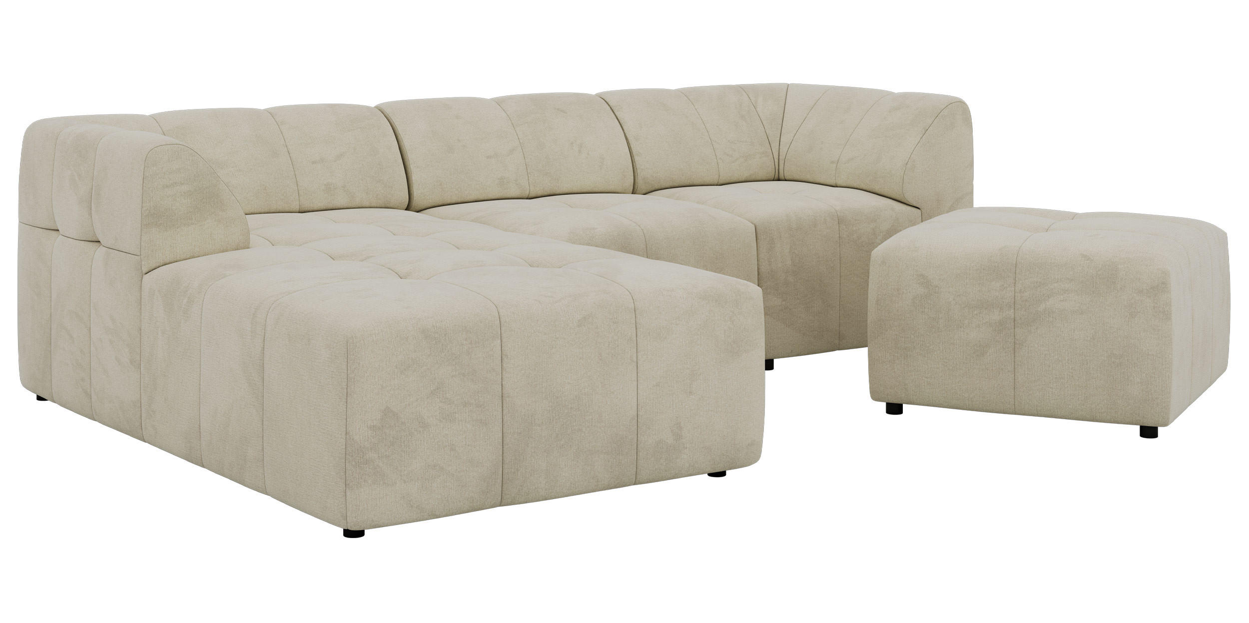 ROHOVÁ SEDAČKA VORITA L 4M - Béžová Samet - Vlevo - černá/béžová, textil/plast (267/176cm) - MKS