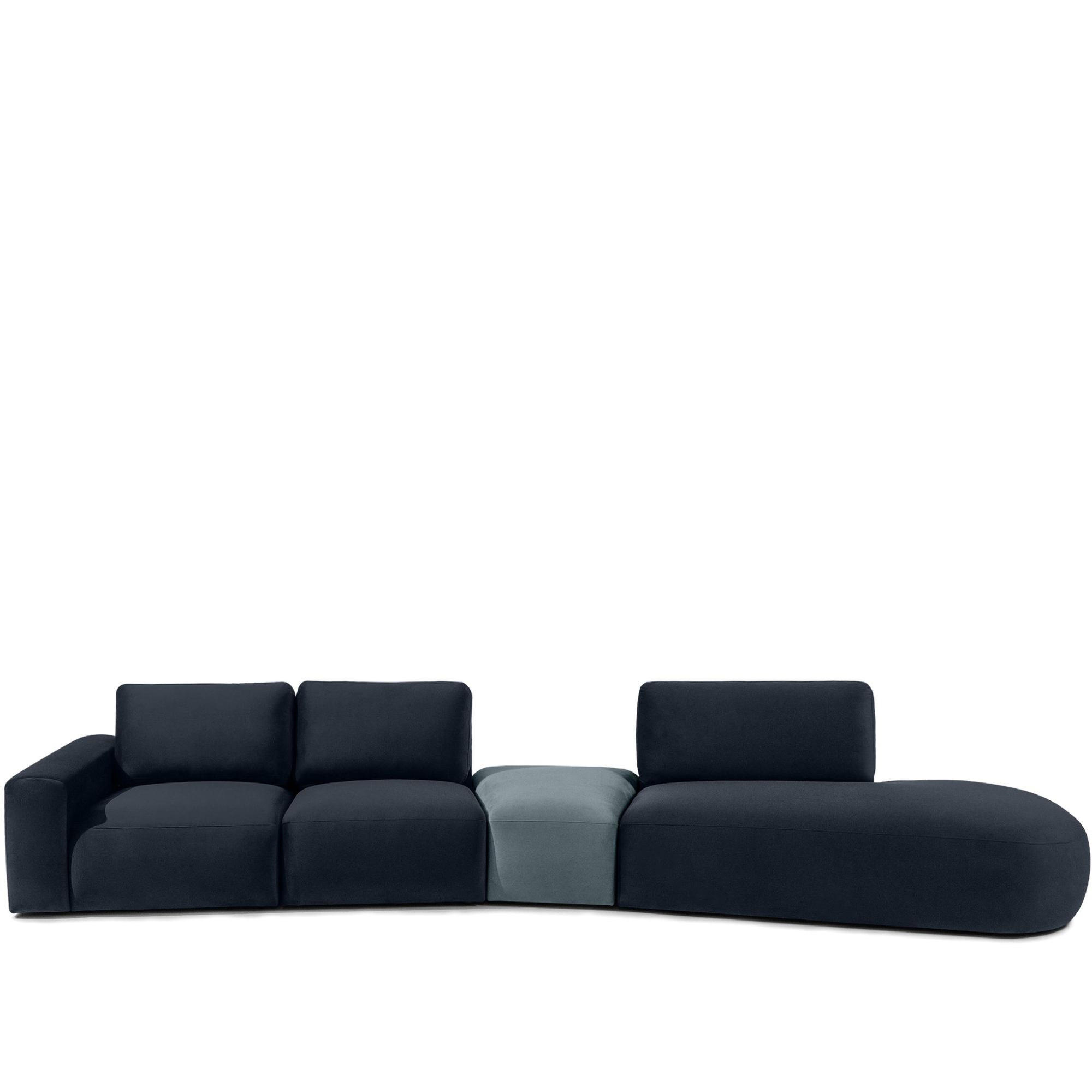 5-SITZER ECKSOFA ZUCCO Velour rechts, Marineblau - Blau, Textil (430/84/105cm) - KONSIMO®