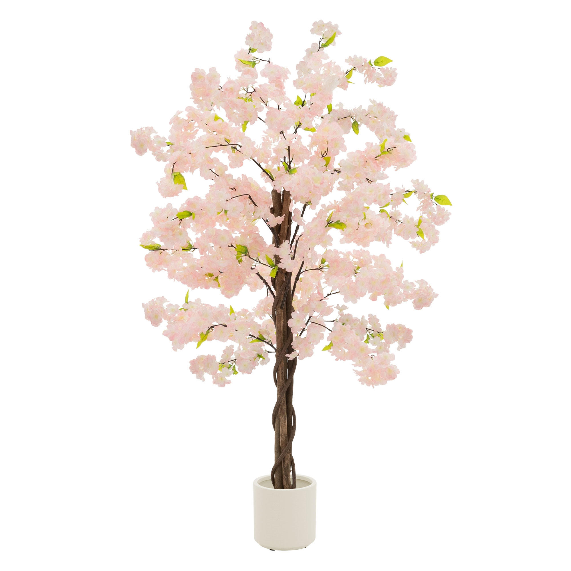 KÜNSTLICHER KIRSCHBLÜTENBAUM 150 cm Rosa mit Naturholzstamm - Pink/Schwarz, Kunststoff/Textil (150cm) - ML-DESIGN