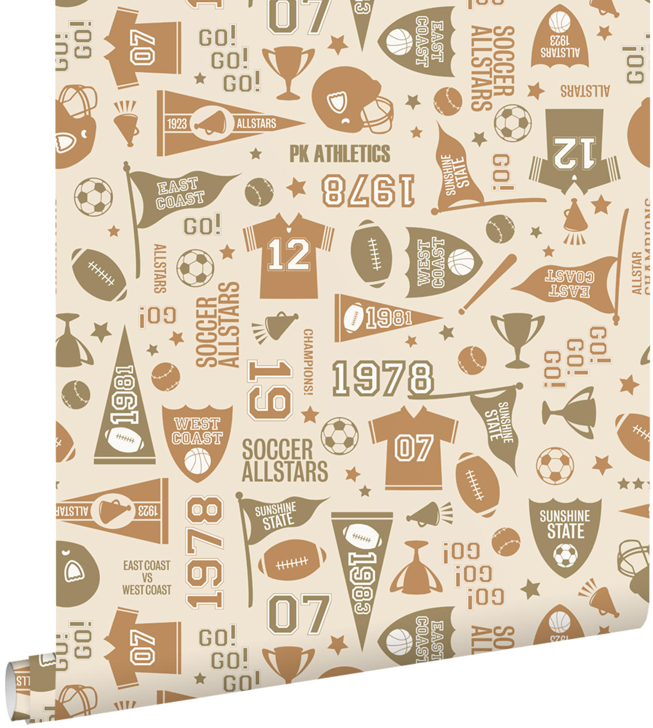 TAPETE Sportthema 50 x 900 cm - Braun, Papier (50/0.1cm) - ESTAhome