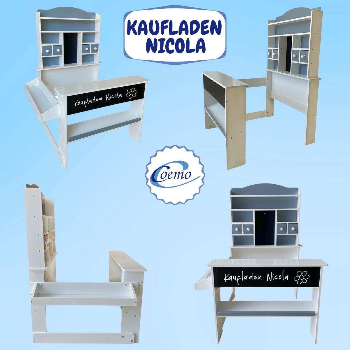 KAUFLADEN NICOLA Grau aus Holz mit Theke - Grau, Holzwerkstoff (74/108/81cm) - Coemo