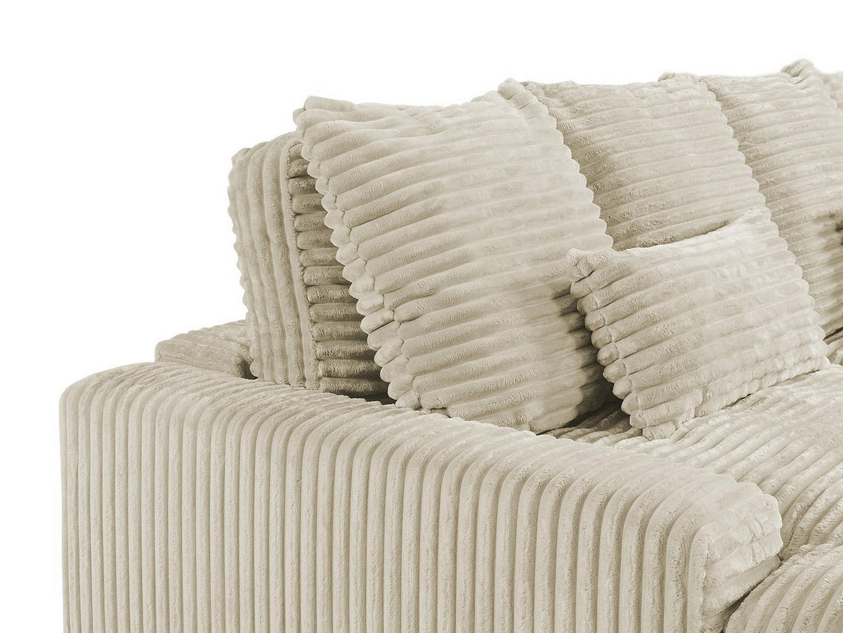 SOFA 3-Sitzer - tiefe Komfortsitzfläche - grob gerippter Cord - Beige - CALAZO - Beige, Textil (232/85/170cm) - Vente-Unique