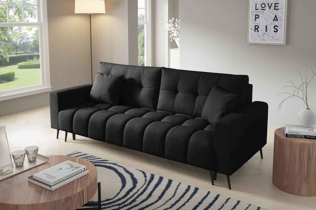 SCHLAFSOFA - Sofa Forta - Schwarz (Amon 13) - Schwarz, Holz (233/72/101cm) - Möblo