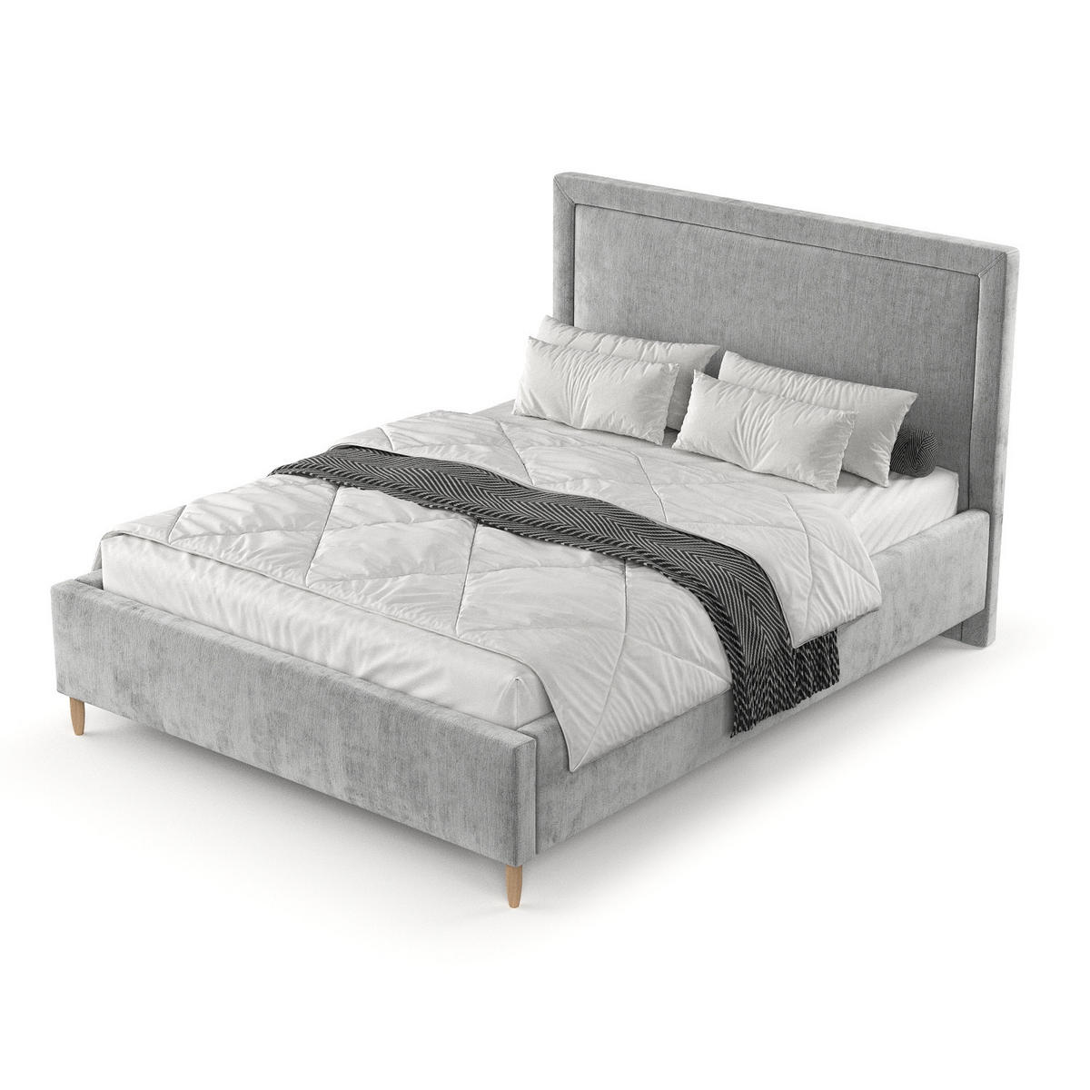 POLSTERBETT Vega 120/200 cm Hellgrau im Lotta Stoff - Hellgrau/Naturfarben, Holz/Holzwerkstoff (120/200cm) - AltaBeds