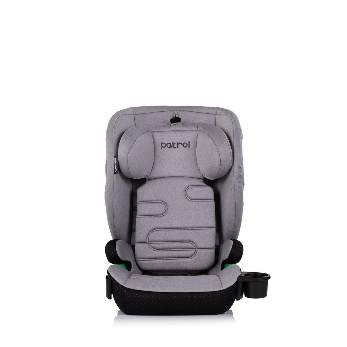 KINDERSITZ Patrol i-Size grau Isofix (100-150cm) Kopfstütze Getränkehalter - Grau, Kunststoff (44/58/51cm) - Chipolino