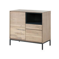 KOMMODE Akazie 90x45x85 grau-weiß geölt CHICAGO #08 - Braun, Holz (90/85/45cm) - Massivmoebel24