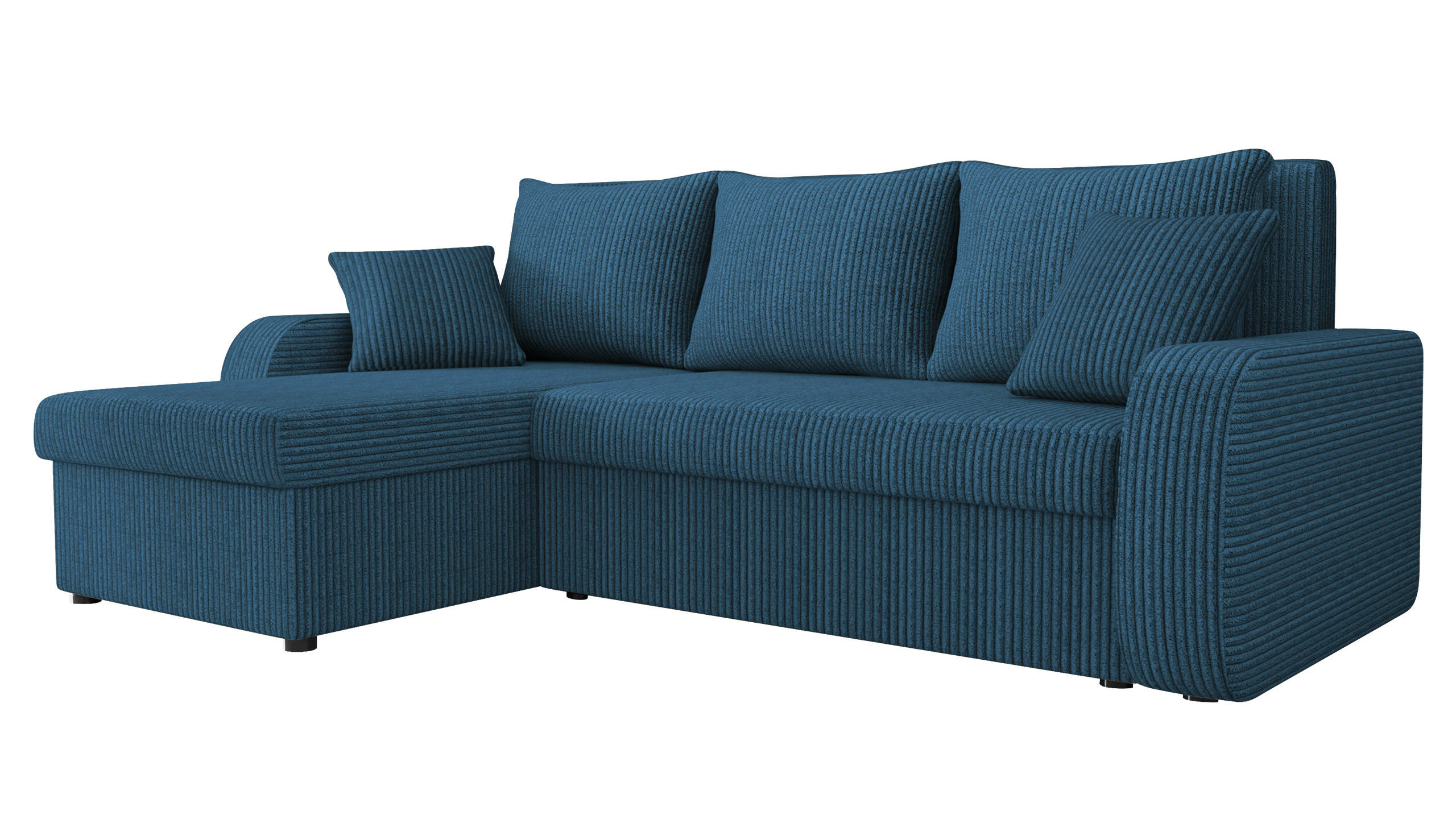 ECKSOFA Kris Cord - Schwarz/Dunkelblau, Holz/Kunststoff (238/147cm) - MIRJAN24