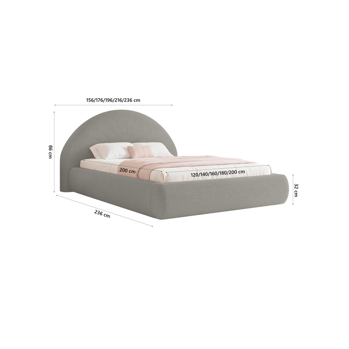 POLSTERBETT Scafa 160x200 cm, Taupe - Taupe, Textil (160/200cm) - Fedve