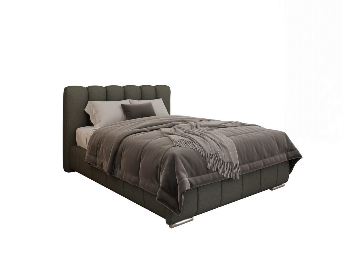POLSTERBETT Zaira 140x200cm – Elegantes Polsterbett für modernen Wohnstil , Federkernmatratze Bonnel (18cm), grau - Grau, Holz - Panda Möbel