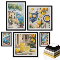 WANDBILDER 5er-Set - 50x50 cm & 20x30 cm & 40x60 cm Schwarzer Rahmen - Olivenblüten in Vasen Natur - Schwarz, Kunststoff (40/60cm) - ArtPrintCave