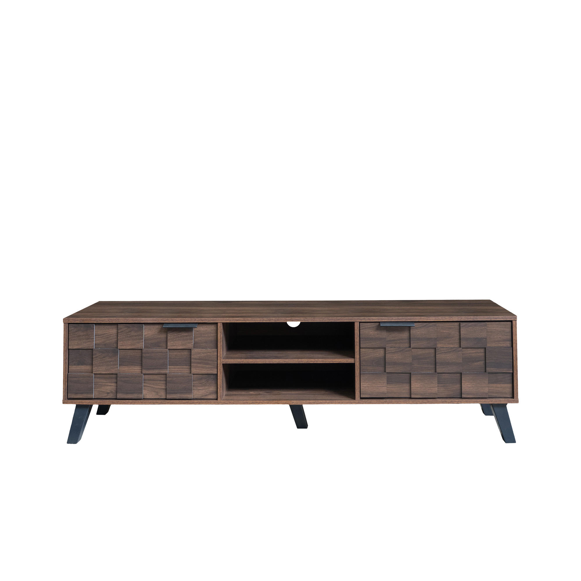 TV-ELEMENT 160.5/35.5/45 cm Dunkle Holzfarbe mit 2 Türen und 2 offenen Fächern - Ahornfarben, Holz (160.5/45/35.5cm) - Oxeza