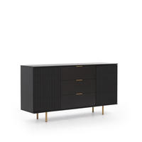 KOMMODE Nubia K2D3S Schwarz - Goldfarben/Schwarz, Holzwerkstoff/Metall (150/80/41cm) - Ravio