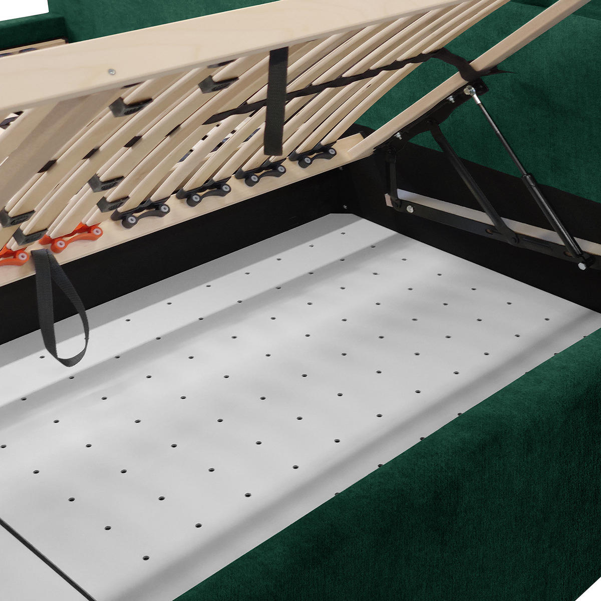 POLSTERBETT - Samt - Dunkelgrün, Textil (140/200cm) - home24