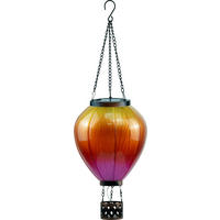 LED-SOLAR Laterne Heißluftballon Metall-Kunststoff Ø19x58cm Gelb Lila XL - Multicolor, Kunststoff (19/19/58cm) - Northpoint