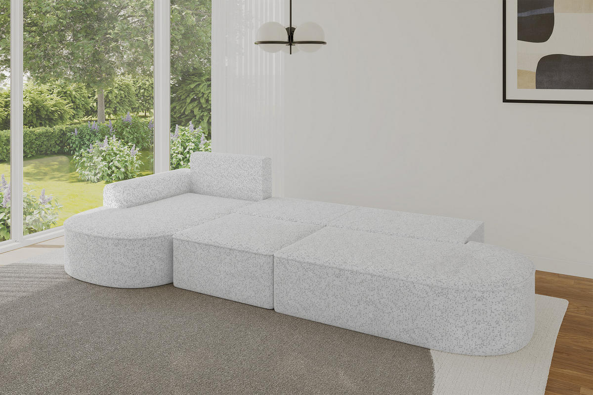 ECKSOFA mit Schlaffunktion Ottomane Links MARI L2-S 368X167X85 Grau Velours - Taupe/Schwarz, Holzwerkstoff/Kunststoff (368/167cm) - ALTDECOR