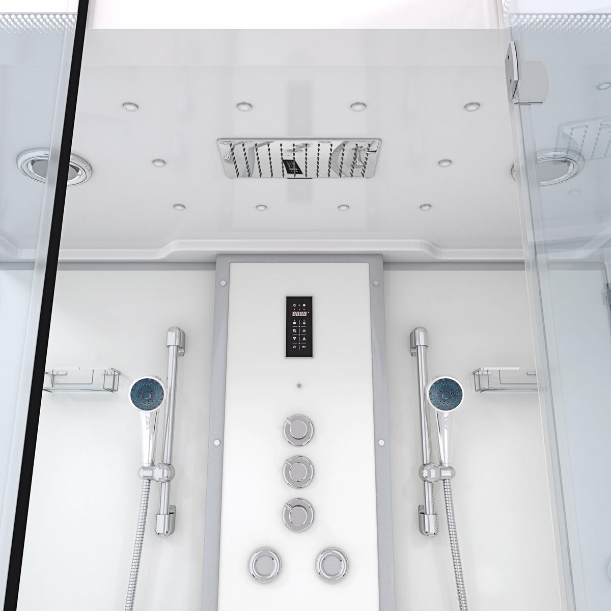 KOMBINATION Badewanne Dusche K88-WS-TH-C-EC-SC-EA Duschtempel - Weiß, Glas/Kunststoff (100/228/180cm) - AcquaVapore by Sandra Jentho