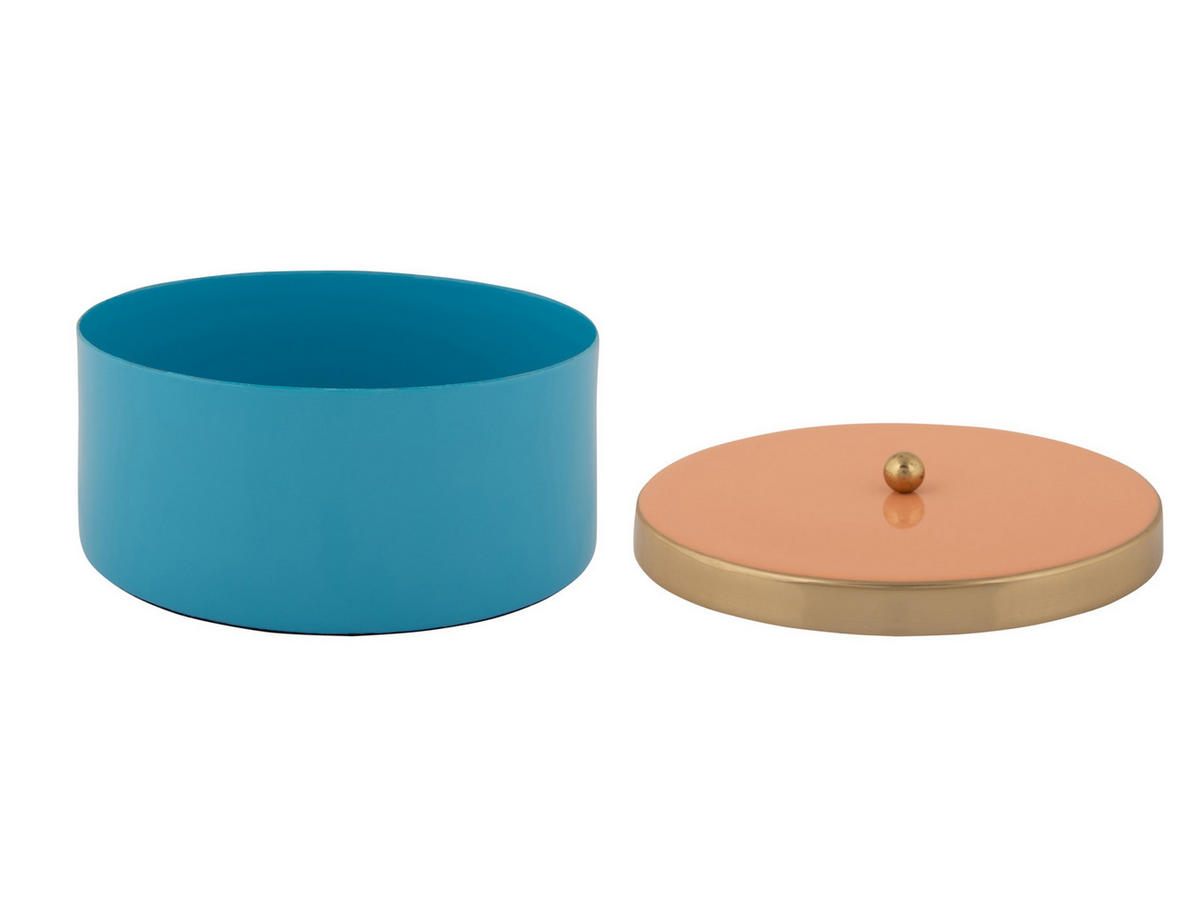 AUFBEWAHRUNGSBOX Double Funky 16/16/6 cm - Blau, Metall (16/6cm) - Present Time