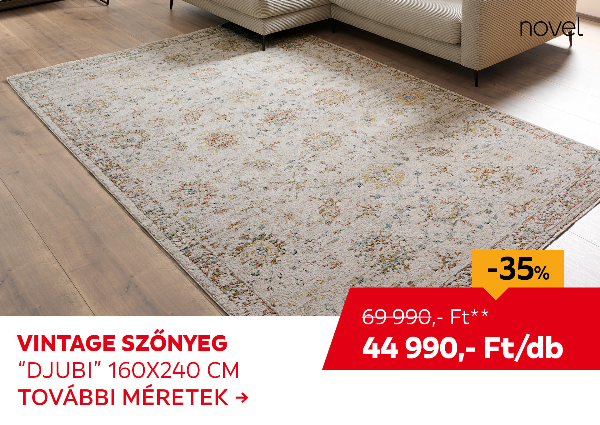 VINTAGE SZŐNYEG "DJUBI" 160 X 240 CM Kiemelt termék 69990 Ft.- helyett 44990 Ft.-