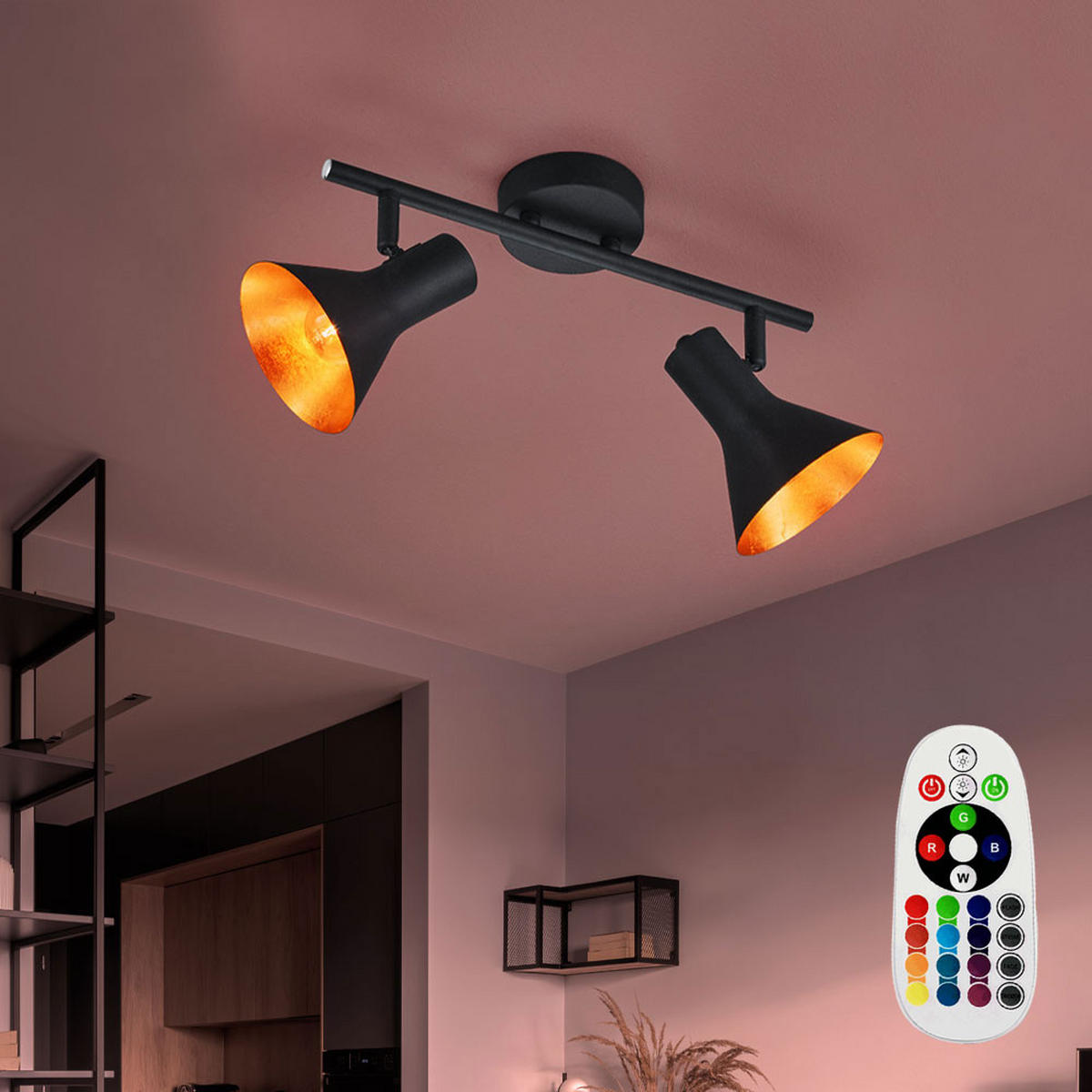 LED DECKENLEUCHTE NINA Schwarz Gold - Schwarz, Metall (33/21/11cm)