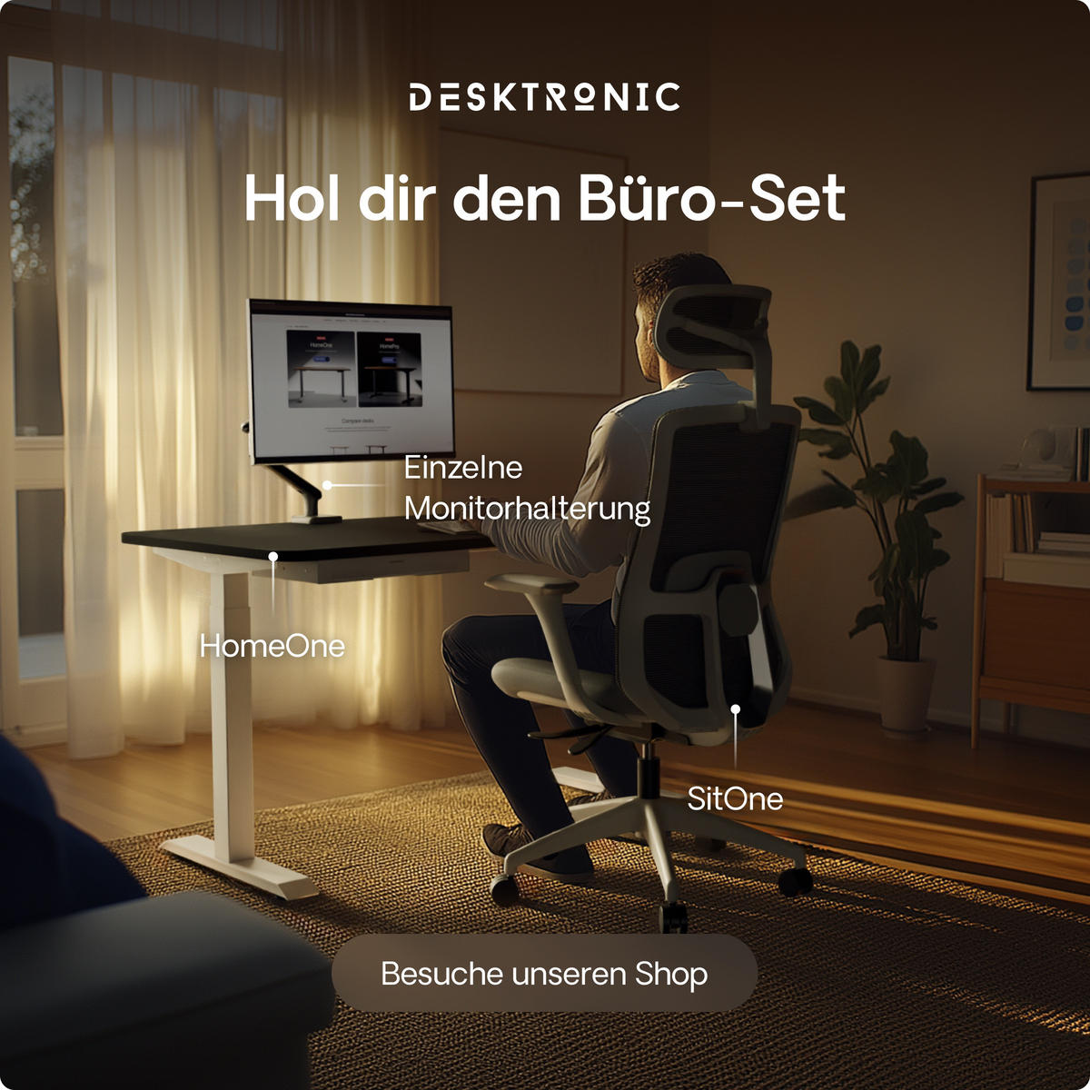 SCHREIBTISCH Elektrisch Höhenverstellbarer HomeOne 160x80cm Weiß/Schwarz mit Memory-Funktion, Anti-Kollisions Technologie - Schwarz/Weiß, Holzwerkstoff (80/160/72cm) - Desktronic