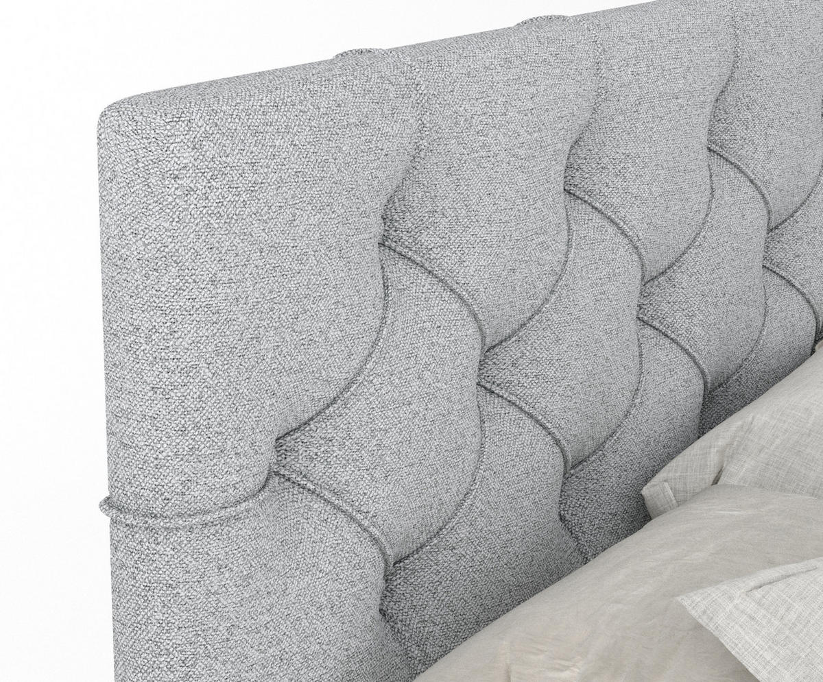 BOXSPRINGBETT Hugo Hellgrau 160/200 cm - Hellgrau/Schwarz, Holz/Holzwerkstoff (160/200cm) - Maison de Reve