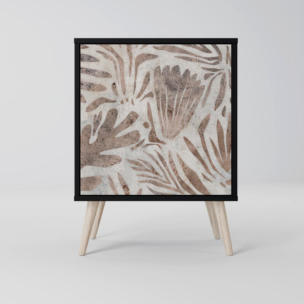 SIDEBOARD PASSING TIME, Schwarz, 57,5x42x75,5 cm, Goldfarbene Metallfüße - Goldfarben/Multicolor, Holzwerkstoff/Metall (57.5/75.5/42cm) - SpaceRebels