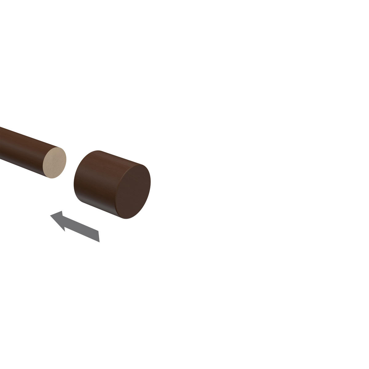 ENDSTÜCKE FÜR GARDINENSTANGEN 16 mm Ø, Pin Nussbaum, Packung 2 Stück - Nussbaumfarben, Holz (2.5/2.5/2.5cm) - INTERDECO