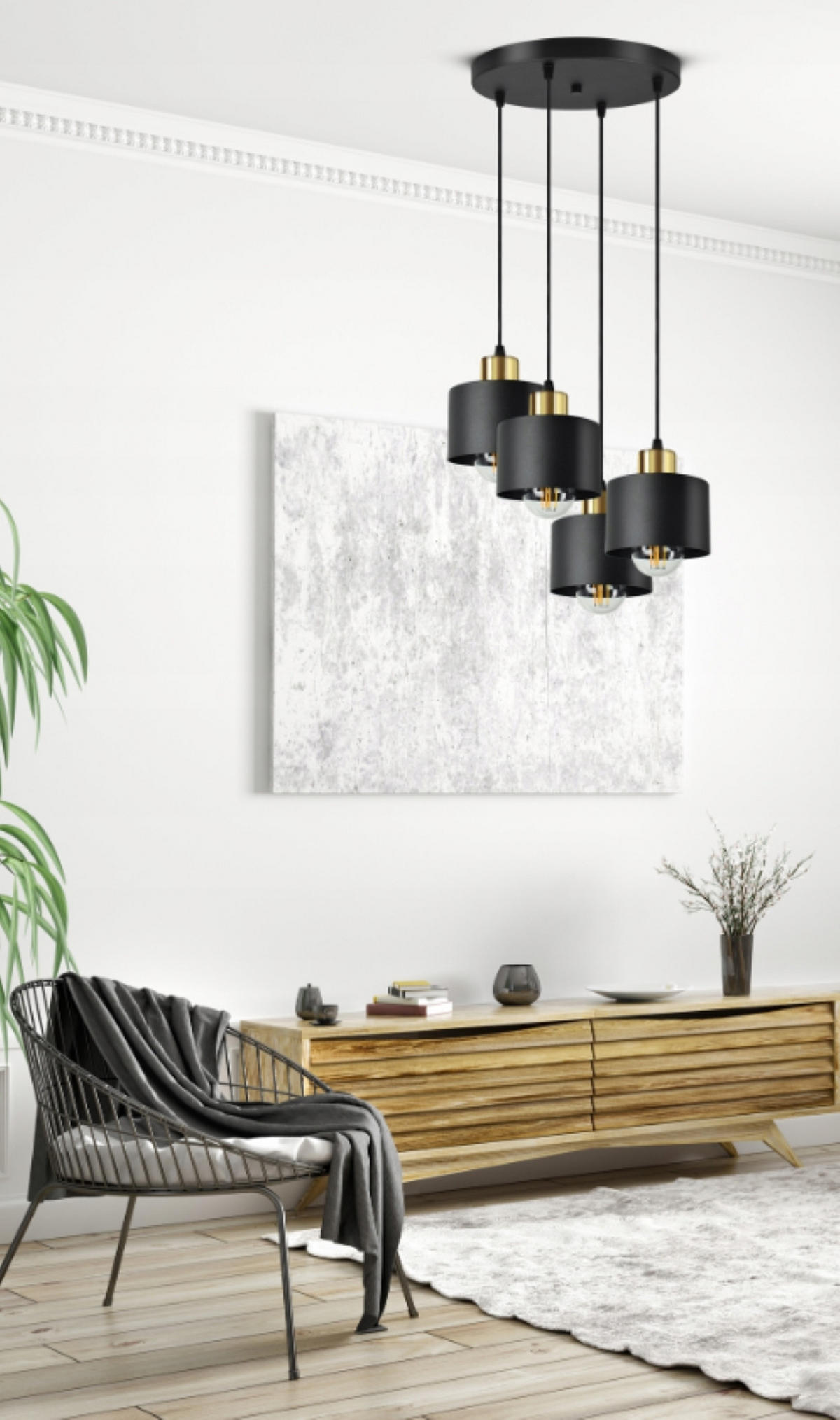 PENDELLEUCHTE BLACKSPOT - Goldfarben/Schwarz, Metall (35/35/80cm) - kiki design