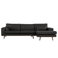 ECKSOFA mit Longchair - Eichefarben/Schwarz, Eichenholz/Textil (281/153cm) - home24