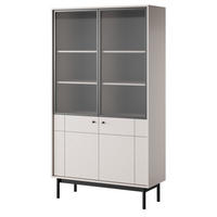 VITRINE 100 cm Lunaris 2 Türen, geriffelter Glasfront, Kaschmir - Kaschmir, Holz (103/185/39cm) - Emporius